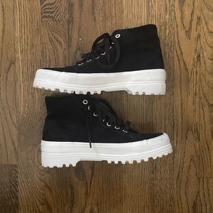 Superga | Black Suede Alpina High Top Sneakers